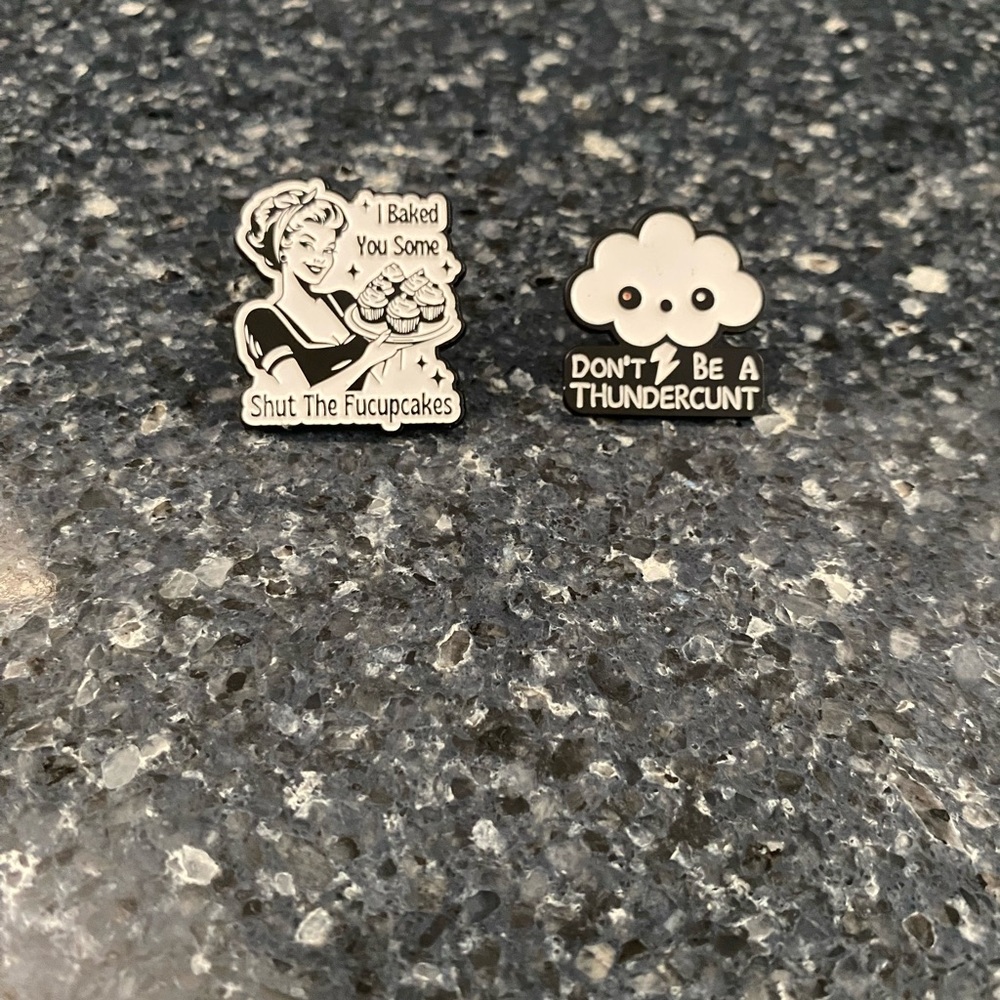 Black & White Sassy Enamel Pin Set - Cupcakes + Cloud